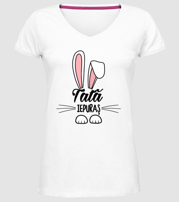 iepuraș tată model alb pe tricou
