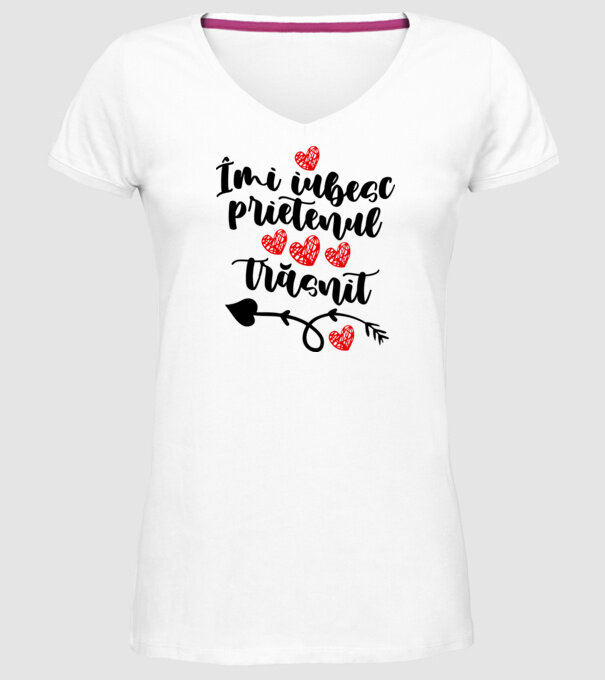 Îmi iubesc prietenul trăsnit model alb pe tricou