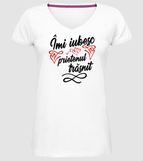 Îmi iubesc prietenul trăsnit model alb pe tricou