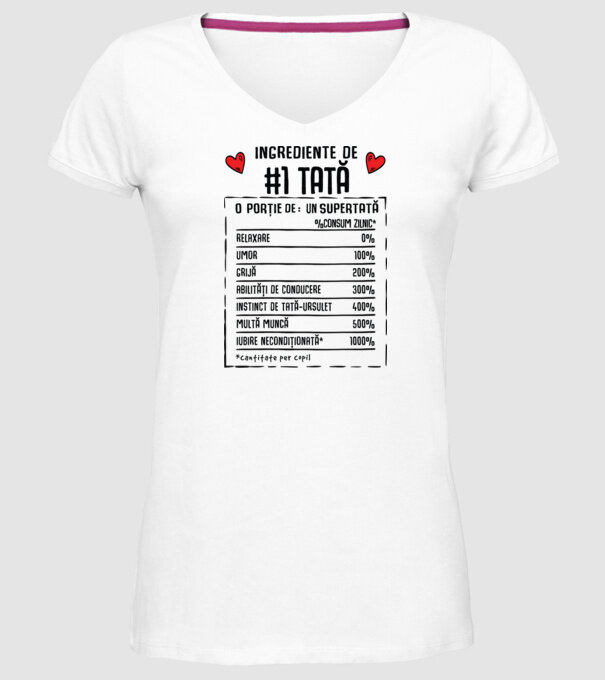 Ingrediente Tată model alb pe tricou