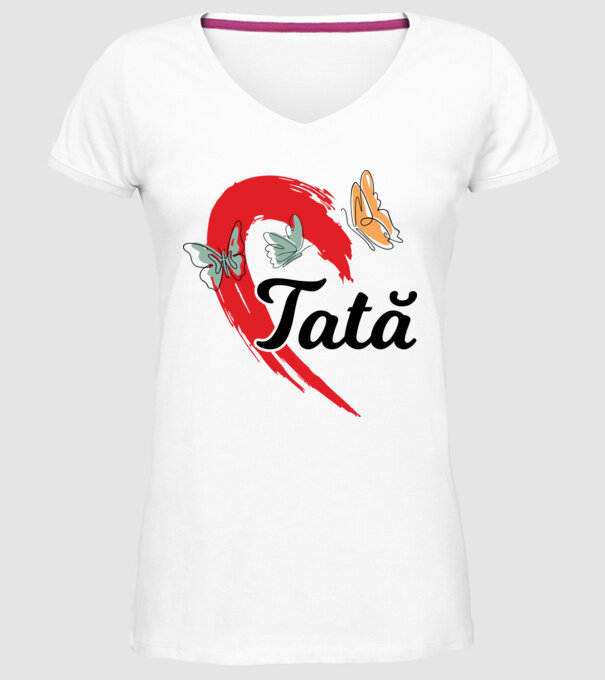 Tată model alb pe tricou