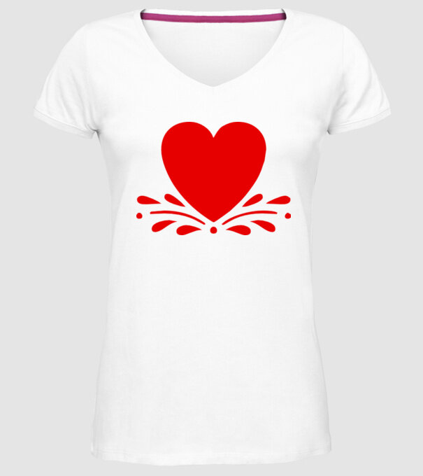 inimă Valentine model alb pe tricou