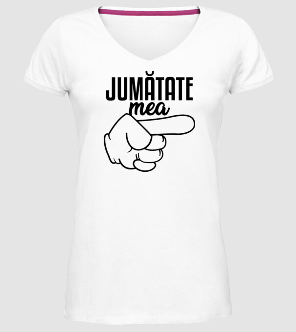 Jumătate a mea model alb pe tricou