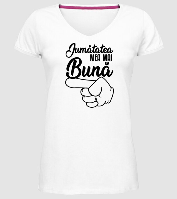jumătatea mea mai bună model alb pe tricou