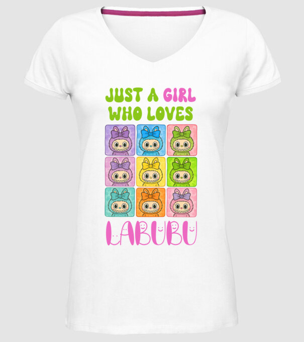 Just a girl who loves Labubu model alb pe tricou