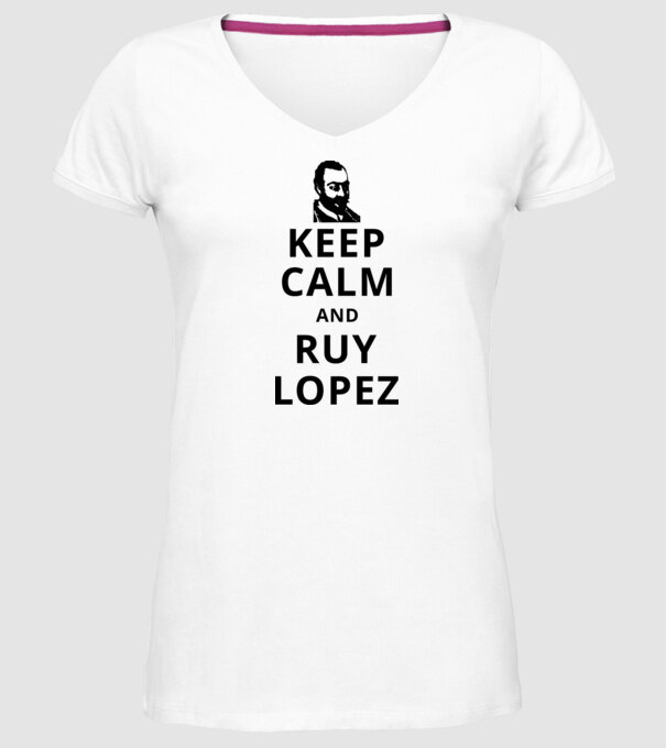 Keep Calm and Ruy Lopez v3 model alb pe tricou