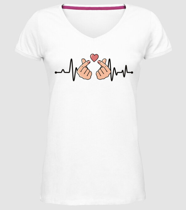 Kpop heartbeaT model alb pe tricou