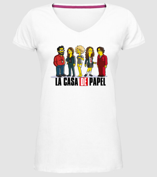 la casa de papel simpson model alb pe tricou