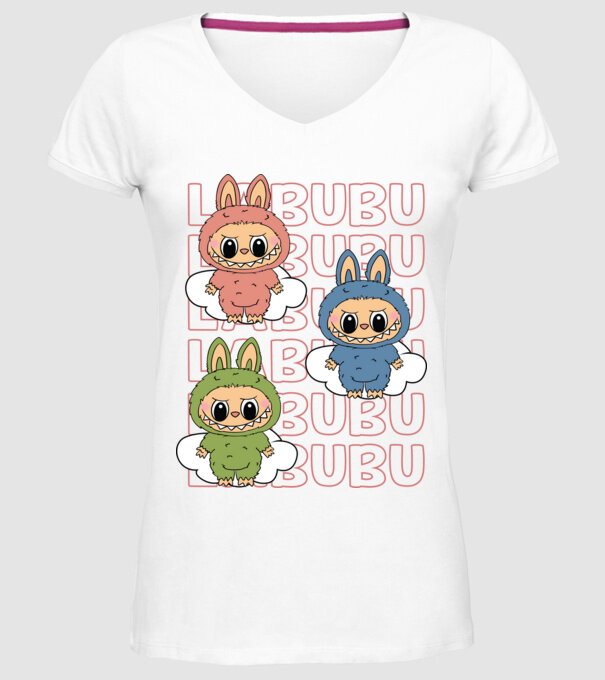 LABUBU model alb pe tricou