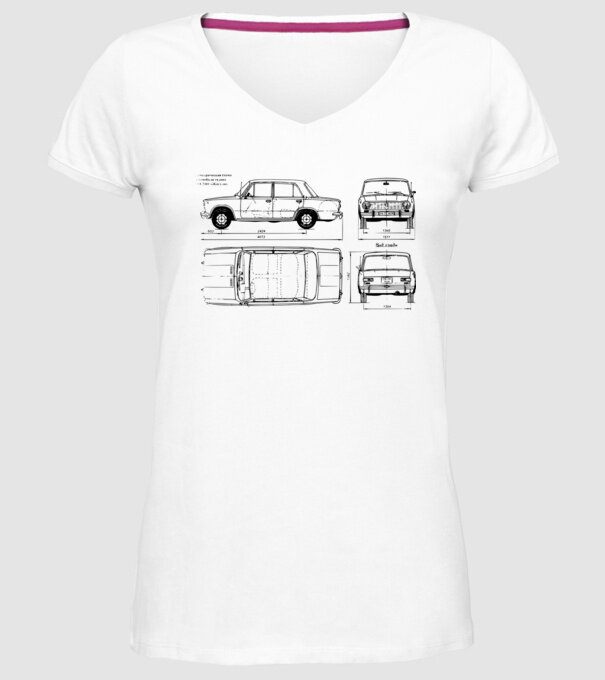 Lada model alb pe tricou