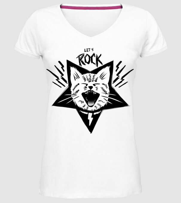 Let's Rock model alb pe tricou