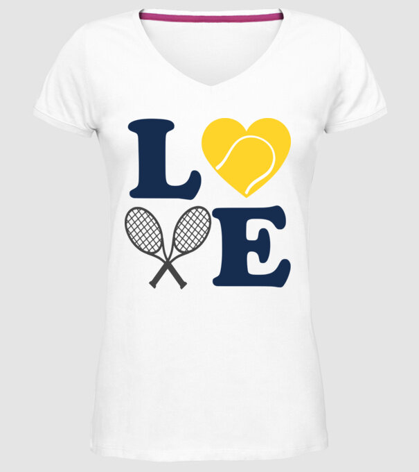LOVE Tennis model alb pe tricou