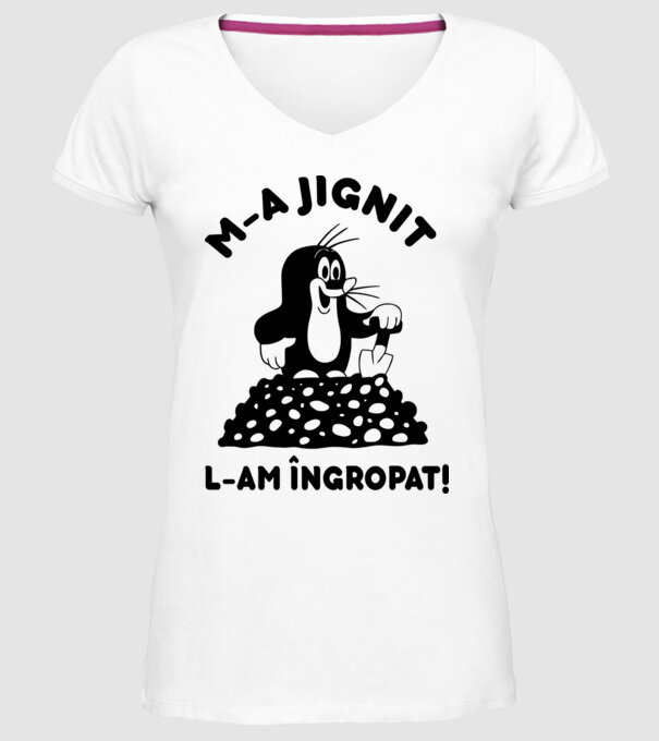 M-a jignit, l-am îngropat model alb pe tricou
