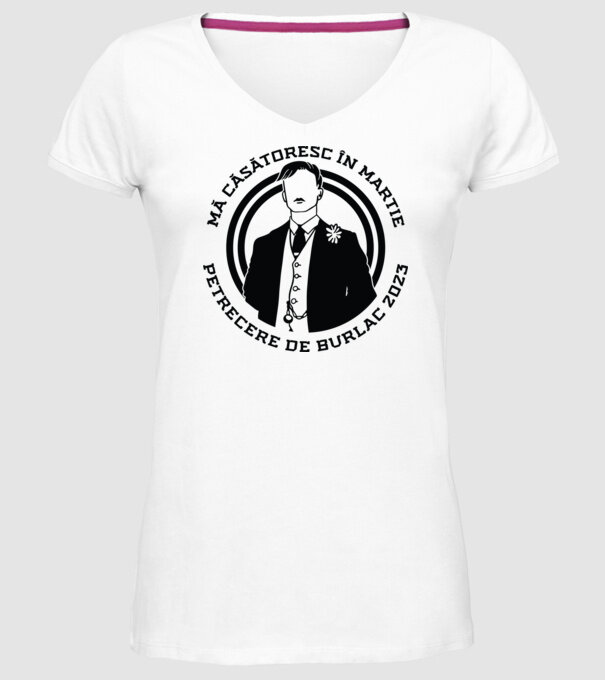 mă căsătoresc în martie - petrecere de burlac model alb pe tricou