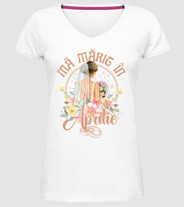 mă mărit - în aprilie model alb pe tricou