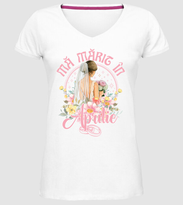 mă mărit - în aprilie model alb pe tricou