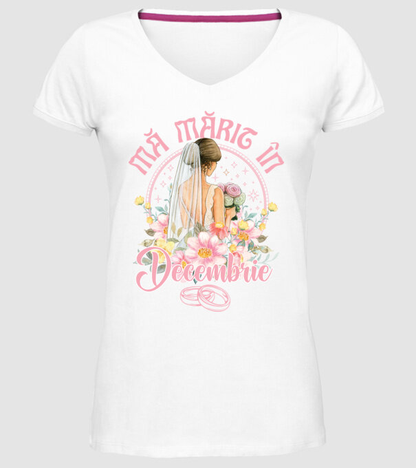 mă mărit - în decembrie model alb pe tricou