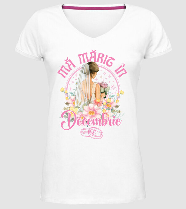 mă mărit - în decembrie model alb pe tricou