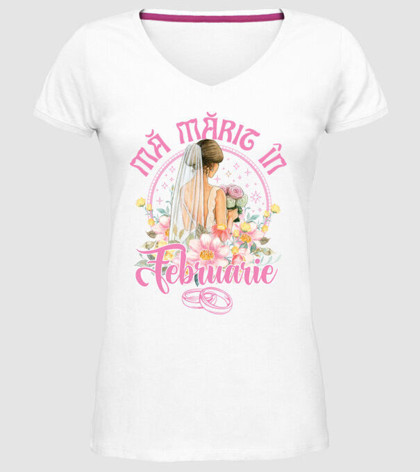 mă mărit - în februarie model alb pe tricou