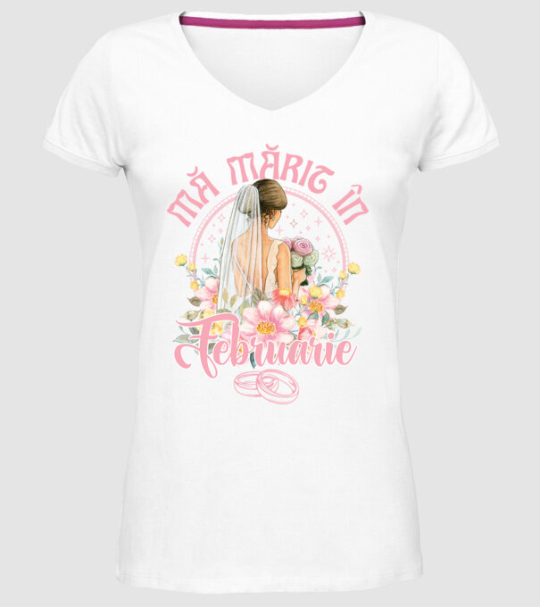 mă mărit - în februarie model alb pe tricou