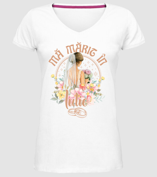 mă mărit - în iulie model alb pe tricou