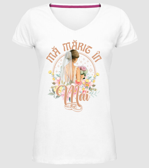 mă mărit - în mai model alb pe tricou