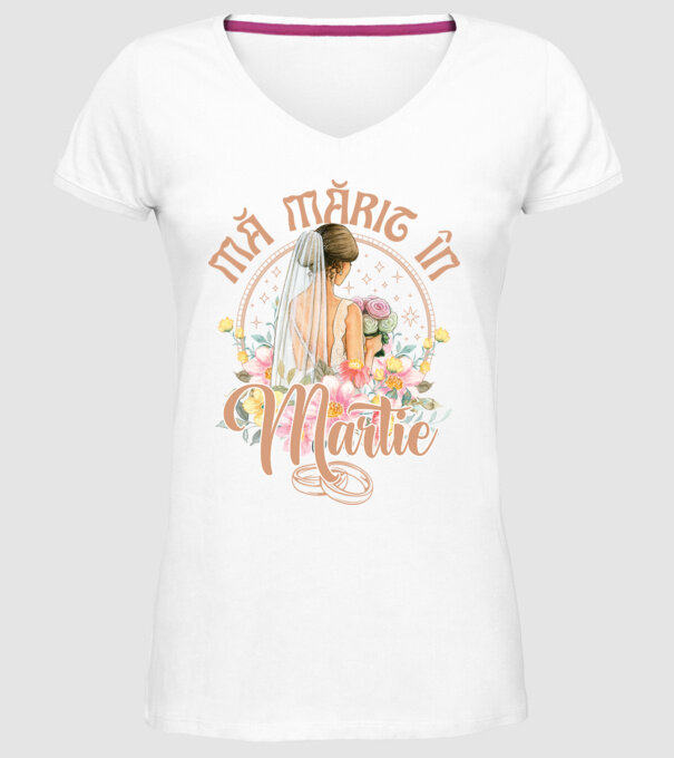 mă mărit - în martie model alb pe tricou