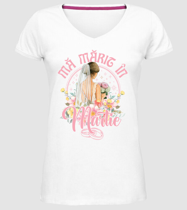 mă mărit - în martie model alb pe tricou