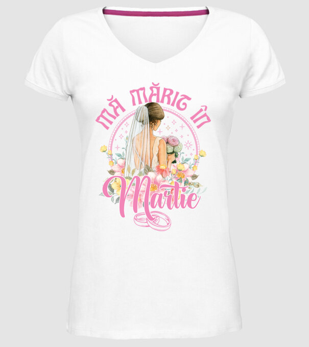 mă mărit - în martie model alb pe tricou