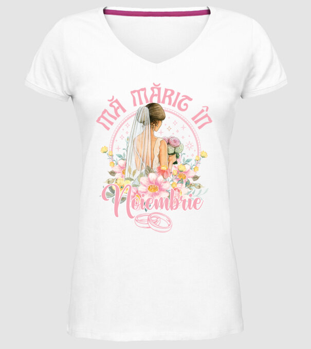 mă mărit - în noiembrie model alb pe tricou