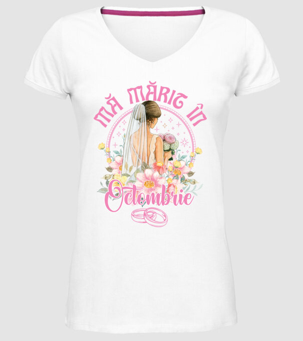 mă mărit - în octombrie model alb pe tricou