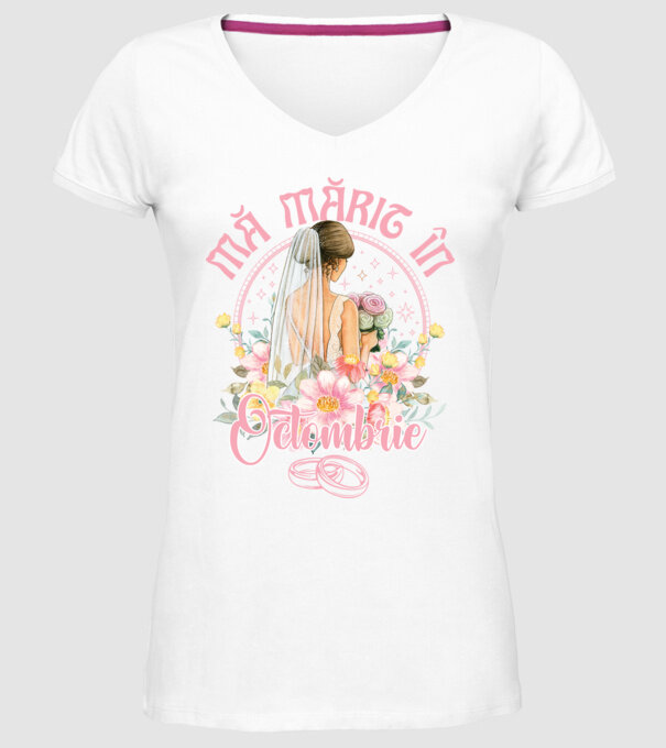 mă mărit - în octombrie model alb pe tricou