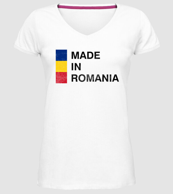 made in romania model alb pe tricou