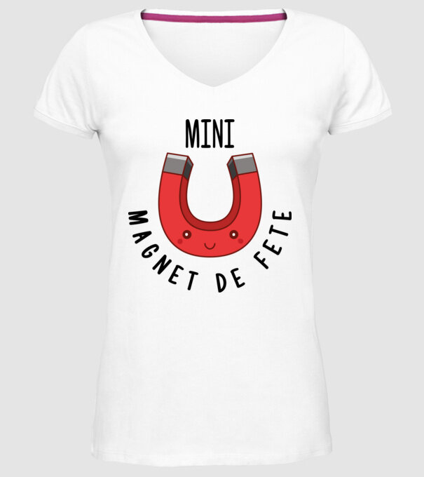 Mini magnet de fete model alb pe tricou