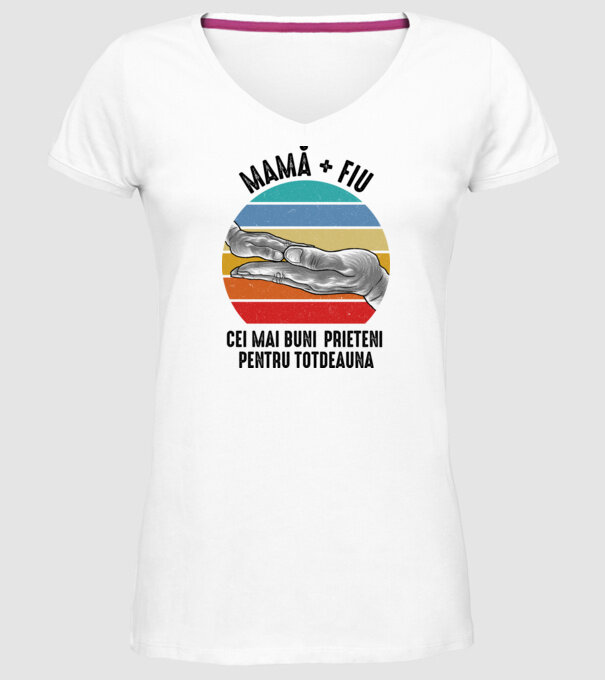 Mamă + fiu - Cei mai buni prieteni pentru totdeauna model alb pe tricou