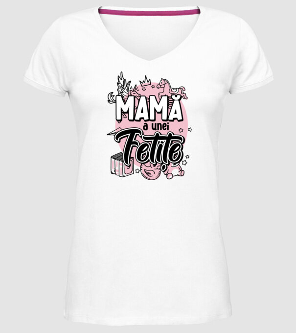 Mamă a unei fetițe model alb pe tricou