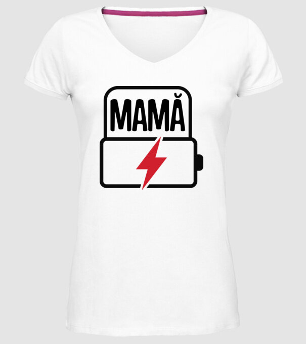 Mamă la încărcat model alb pe tricou