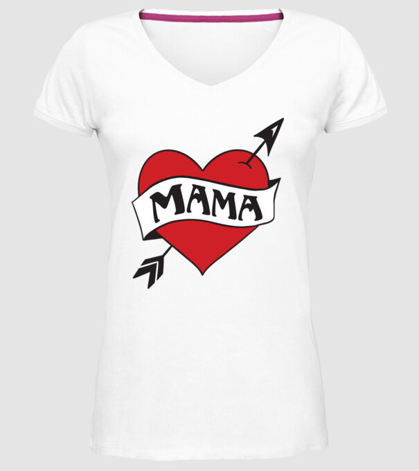mama model alb pe tricou