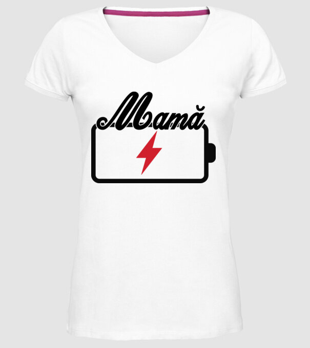 Mamă la încărcat model alb pe tricou