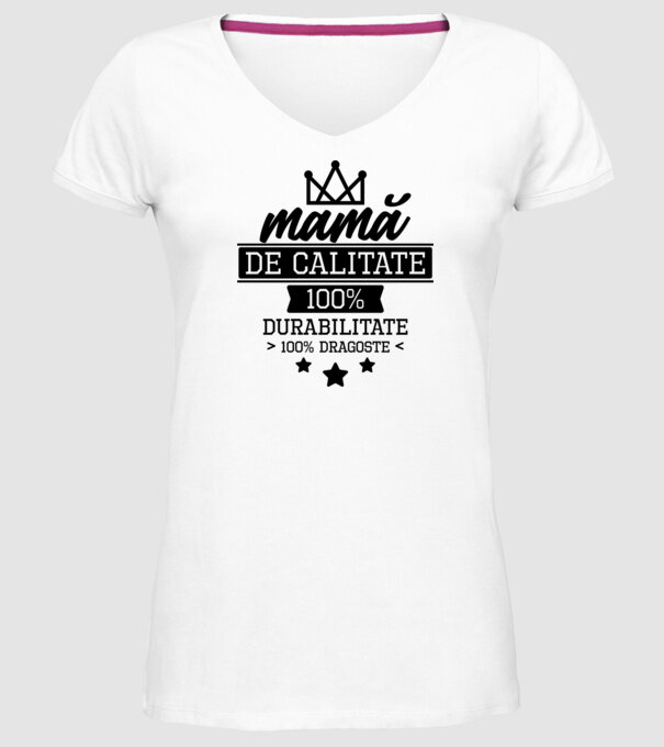 mamă de calitate, 100% durabilitate 100% dragoste model alb pe tricou