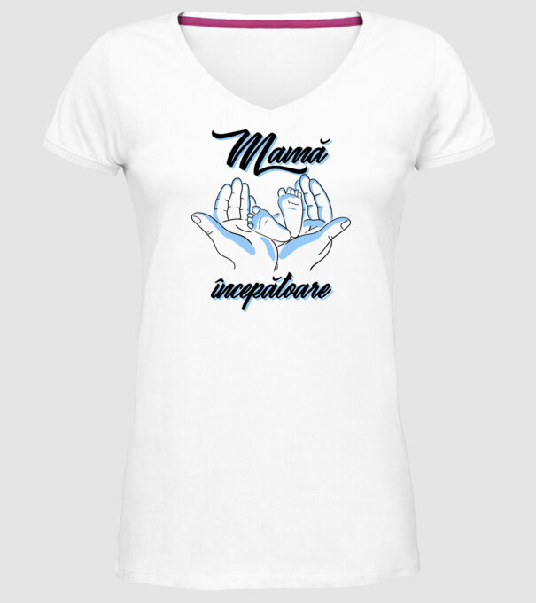 Mamă începătoare model alb pe tricou