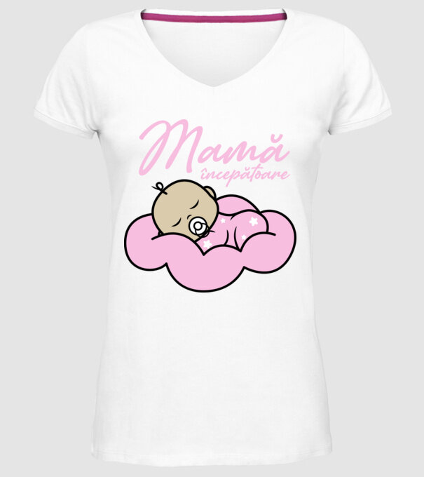 Mamă începătoare model alb pe tricou