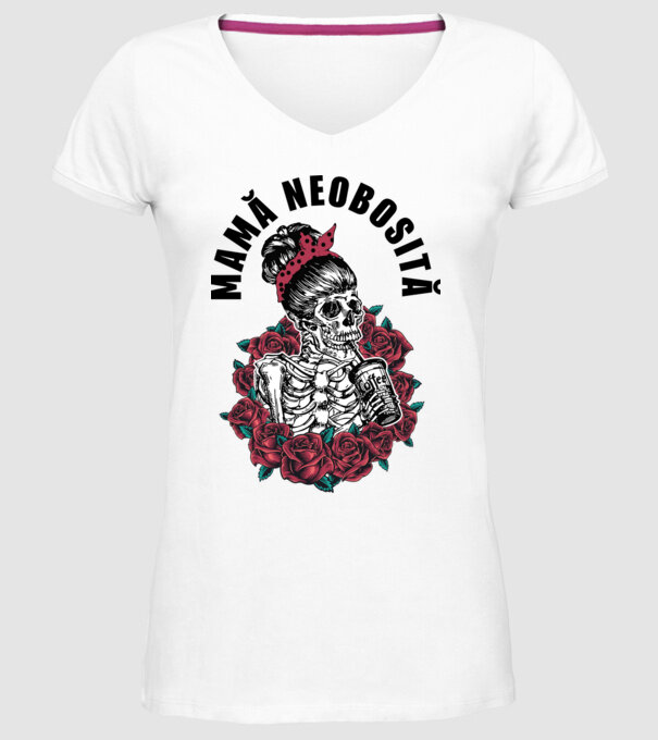 Mamă neobosită model alb pe tricou