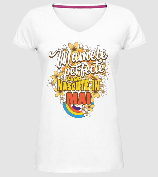Mamele perfecte sunt născute în mai. model alb pe tricou