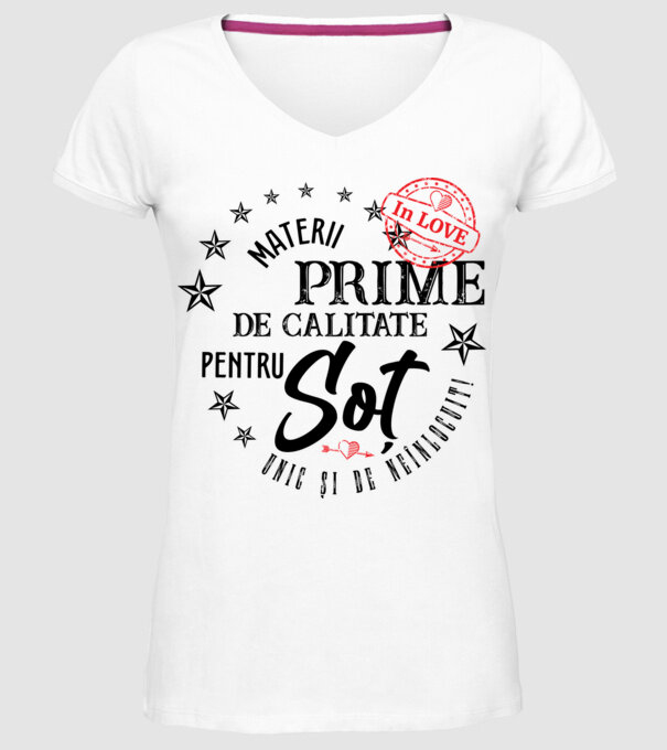 Materii prime de calitate pentru soț model alb pe tricou