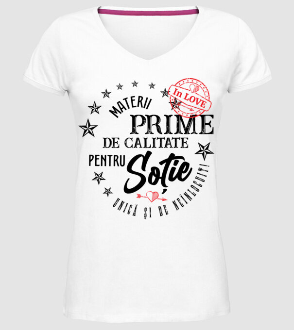 Materii prime de calitate pentru soție model alb pe tricou