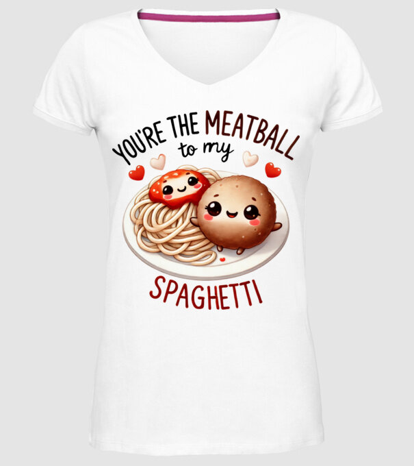 Meatball to my Spaghetti model alb pe tricou