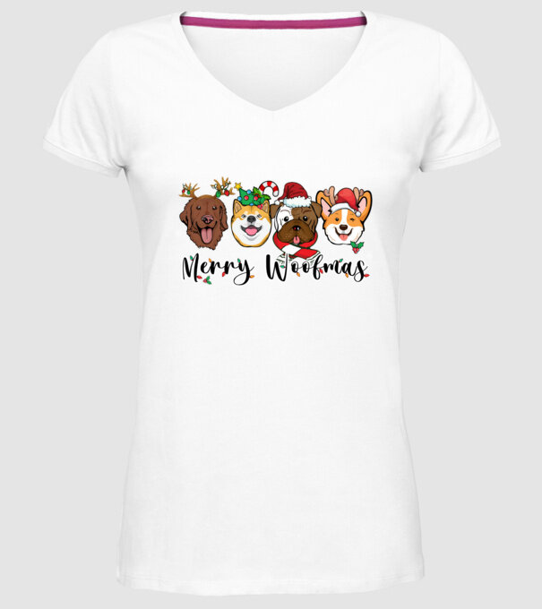 Merry woofmas 2 model alb pe tricou