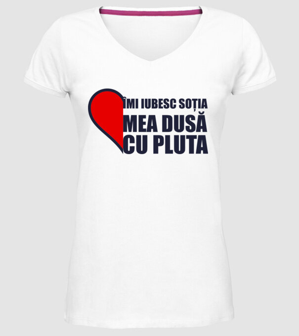 îmi iubesc soția mea dusă cu pluta model alb pe tricou