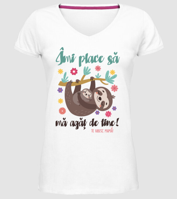 Îmi place că te agăți de mine! model alb pe tricou